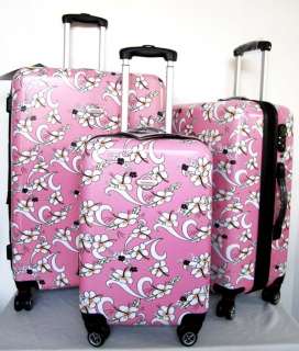 Pc Luggage Set Hard Rolling 4 Wheels Spinner Upright Hawaiian Floral 