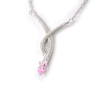  Necklace silver Tentation pink white.: Jewelry