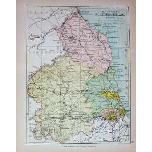  Map England C1895 Northumberland Berwick Newcastle