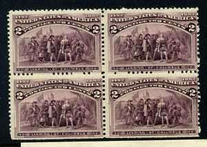 Scott #231c Columbian Broken Hat Mint Block NH(231 127)  