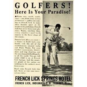  1936 Ad French Lick Spring Hotel Golfer Vacation Course 
