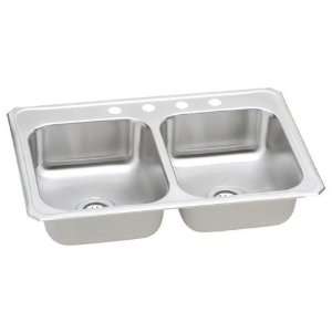  33 X 21 4 Hole Double Bowl Stainless Steel Sink Celebrity 