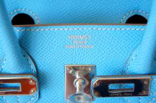 HERMES BIRKIN 25 Limited Edition bag Candy CELESTE w/mykonos epsom 