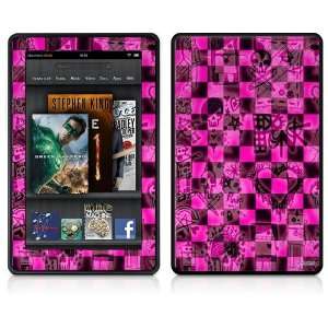  Kindle Fire Skin   Pink Checkerboard Sketches by 