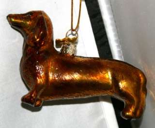 NEW Kurt Adler Black DACHSHUND DOG Holiday Xmas Tree Ornament Glass 