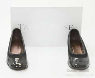 Taryn Rose Black Patent Leather Low Wedge Shoes Size 36.5  