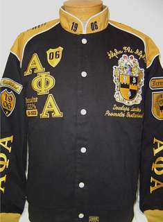 New Black & Gold Alpha Phi Alpha Fraternity Inc. Racing Style Jacket 