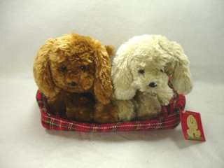 Brown & White Labradoodle Pups in Plaid Bed Gund Lord & Taylor  