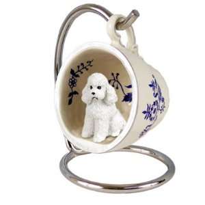  Poodle Sportcut Blue Tea Cup Dog Ornament   White: Home 