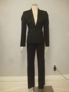    $395 Black Embroidered Womens Wool Pant Suit Sz 4  