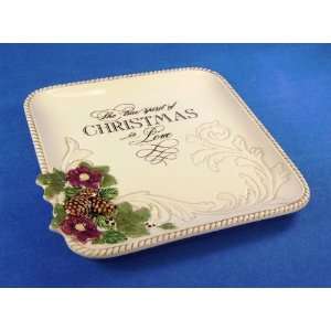  Boughs of Holly Dessert Plate with Stand, by Grasslands 