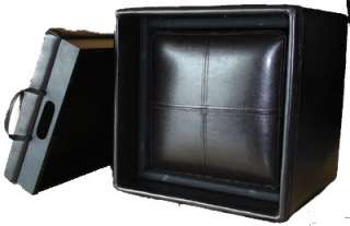Black modern ottoman tray tv storage foot stool tate  