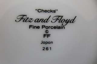 FITZ AND FLOYD CHECKS FINE PORCELAIN MUG / CUP JAPAN  