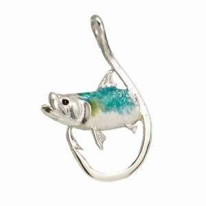  Mens Tarpon Fish Hook Pendant Sterling Silver Jewelry