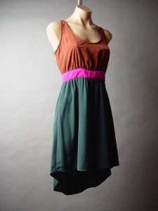  BLOCK Colorful Faux Wrap Cutout Back High Low Tail Hem Skirt Party 