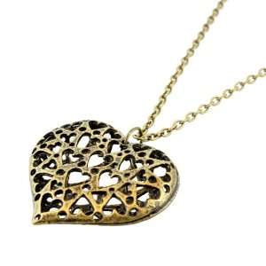   of purity hollow engraved hearts brass necklace 