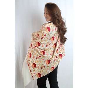  MALINI FLORAL EMBROIDERED SCARF/WRAP: Everything Else