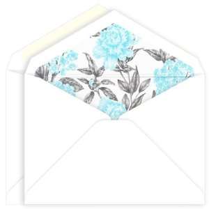  Double Wedding Envelopes   Tiffany White Aqua Botanical Lined 