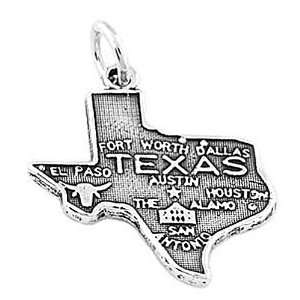  Sterling Silver State of Texas Map Charm Jewelry