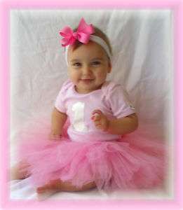 1st First Birthday Girl Tutu Dress Fairy OutFit PINK  