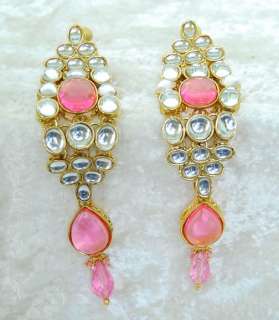 Bollywood fashion jewellery long kundan danglers E239  