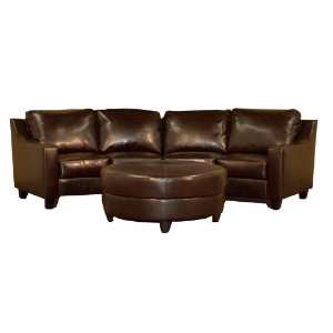   Interiors Leather Sofa with Ottoman (Brown) HL48 BROWN SOFA OTTO SET