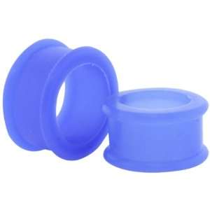 Pair 6 Gauge (4mm)   Blue Silicone Flexible Acrylic Ear Plug Earlets 