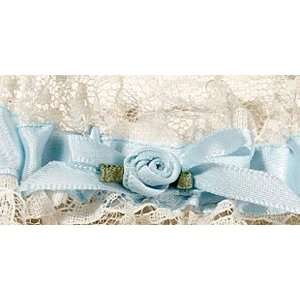  Organza Bridal Garters with Baby Pearl Cluster Ivory Blue 
