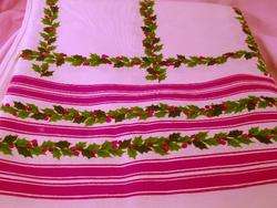 Beautiful Vintage Christmas Linen Cloth 60 x 100  