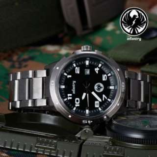 New Original INFANTRY Racing Mens Boys Stainless Steel Army Military 