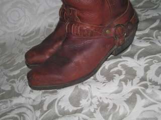 70s Mens Leather Jack Daniels Ring Boots Mod 9 EE Brown cowboy western 