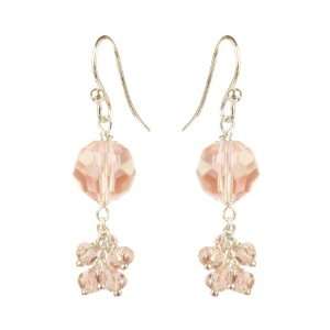 Pink and Clear Ice Glass Cluster Earrings with Sterling 
