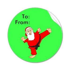  Kicking Santa Martial Arts Christmas Gift Tags: Health 
