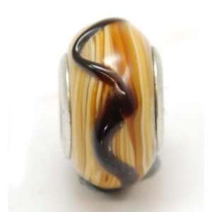  TOC BEADZ Wood Effect 9mm Glass Slide on Bead Jewelry