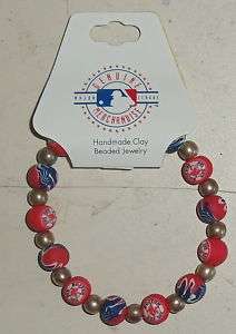 Pine Sports MBL Bost Red Sox HandmadeClay Bead Bracelet  