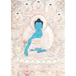 Six Brothers of the Medicine Buddha   Tibetan Thangka Painting:  