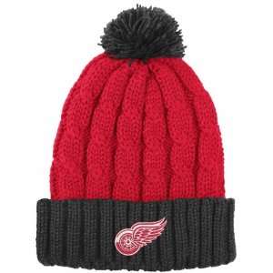 Detroit Red Wings Womens Cuffed Pom Knit Hat  Sports 