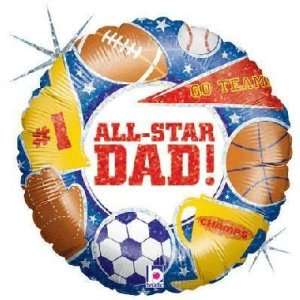    Fathers Day Balloons 18 All Star Dad Holographic: Toys & Games