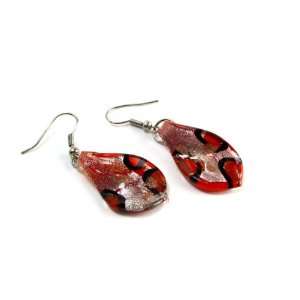Lava Flow Foil Glass Dangle Fashion Earrings
