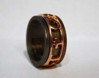 Mens Copper and Steel Spinning Christian Trust God Ring  