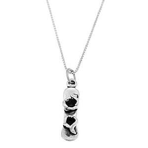  Sterling Silver One Sided Snowboard Necklace Jewelry
