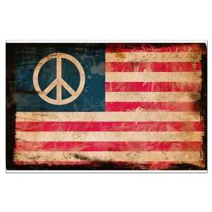  Large Poster Worn US Flag Peace Symbol: Everything Else