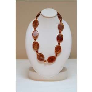 Fire Agate with Sliding Diamond Topaz Czech Beads