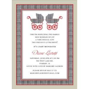 Prince of Wales Pram Twins Baby Shower Invitations 