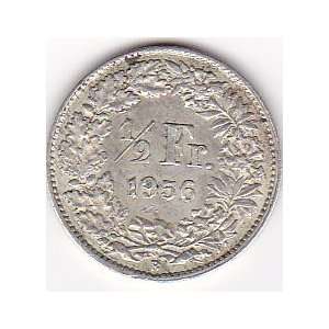  1956 Switzerland 1/2 Franc Coin   Silver Content 83,5% 
