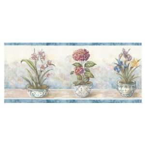 allen + roth Navy Potted Floral Wallpaper Border LW1341448:  