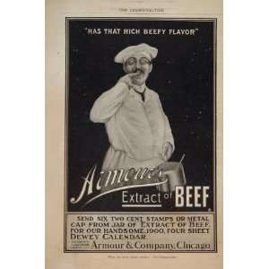   Vintage Print Ad Armours Extract of Beef Chef Hat   Original Print Ad
