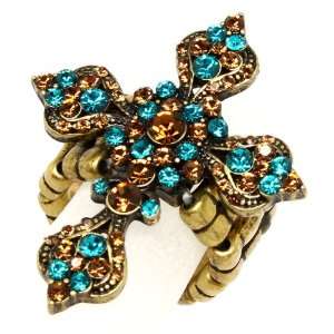  Gorgeous Teal/brown Crystal Victorian Look Cross Stretch 