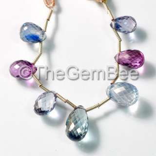 Sapphire Faceted Teardrop Briolette Bead (7)  