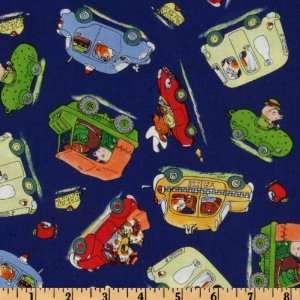  44 Wide Busytown Traffic Toss Royal Blue Fabric By The 